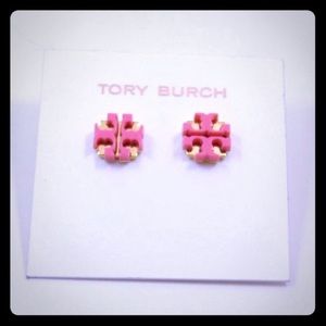 Tory Burch Pink Enamel Stud Earrings